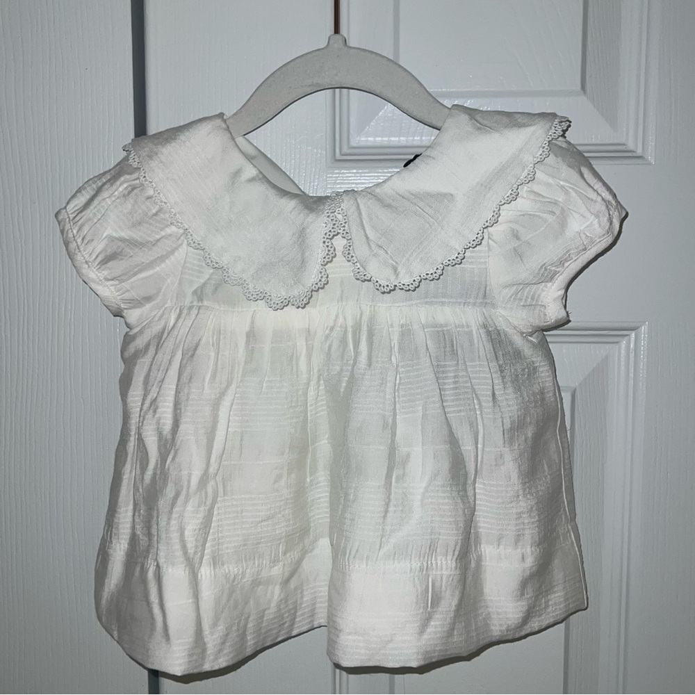 Bam.Boo white whimsical plaid Peter Pan collar set